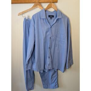 Nautica Men's Pajama Set XL/TG Blue White Stripe Cotton Button Up Long Sleeve